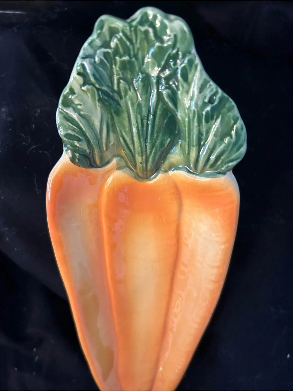 Hand Painted Ceramic Carrot Shaped Dish or Spoon Rest